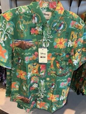Walt Disney World RSVLTS Enchanted Tiki Room Button Up Shirt Adult Size - NEW